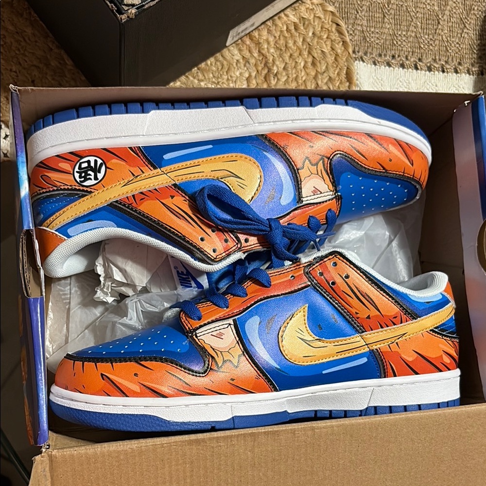 Nike Blue and Orange Sneakers with Gold Accents